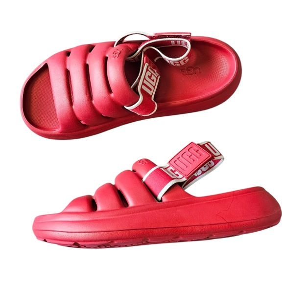UGG Sport Yeah Comfort Cloud Red Sandals Shoes Size 7 - Picture 1 of 7